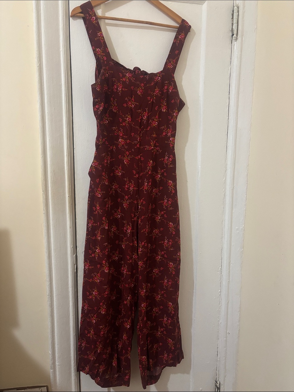 Madewell Burgundy Floral Wide-Leg Jumpsuit